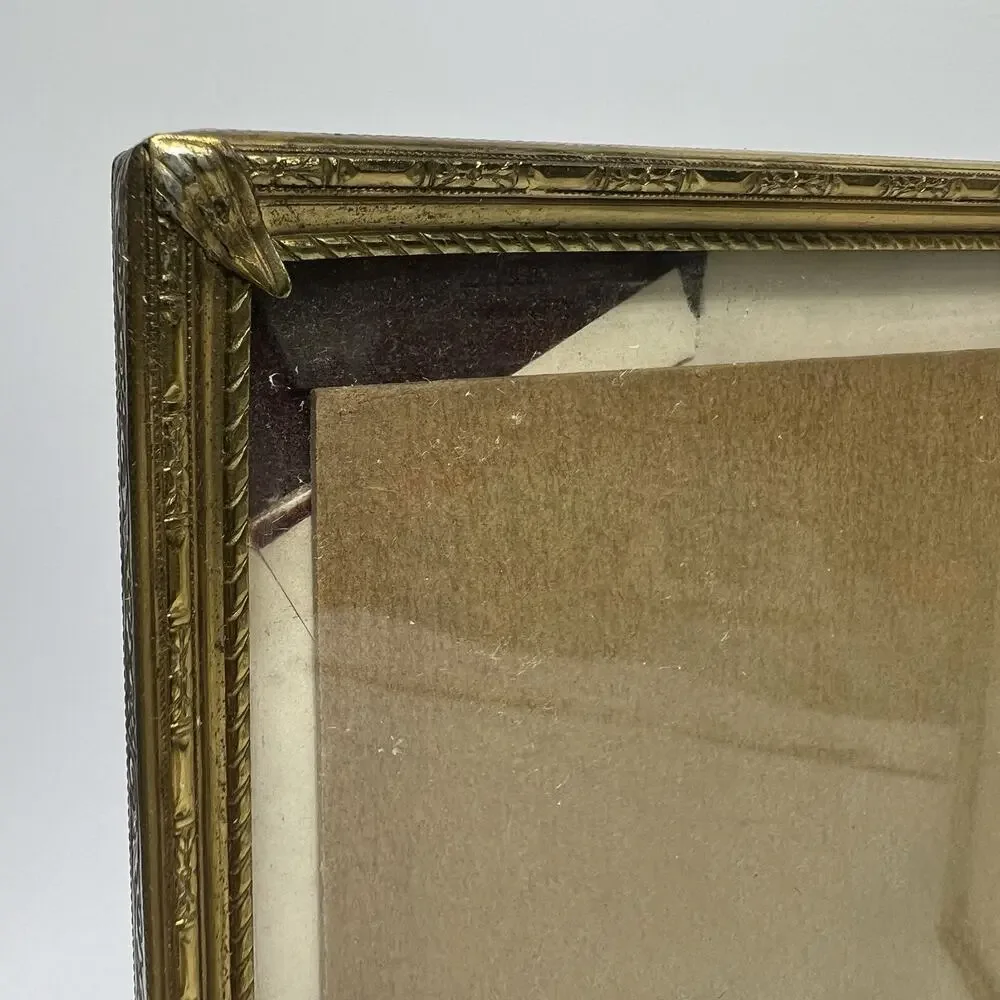Vintage Gold Brass Hinged Double Picture Frame 8x10 Ornate Filigree Folding